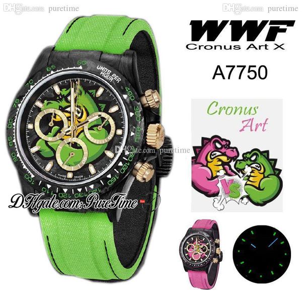 wwf cronusart x eta a7750 automatic chronograph mens watch diw black forged carbon crocodile dial green nylon edition puretime, Slivery;brown
wwf cronusart x eta a7750 automatic chronograph mens watch diw black forged carbon crocodile dial green nylon edition puretime, Slivery;brown