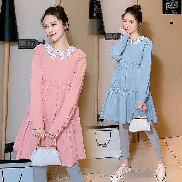 8939# maternity clothes spring autumn turn down collar cotton long sleeves loose stylish dress for pregnant women mom dress, White
8939# maternity clothes spring autumn turn down collar cotton long sleeves loose stylish dress for pregnant women mom dress, White
