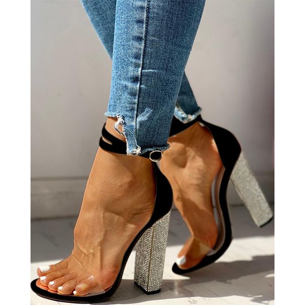sandals female summer super high-heeled shoes rough with waterproof ankle strap women's square heel crystal, Black
sandals female summer super high-heeled shoes rough with waterproof ankle strap women's square heel crystal, Black