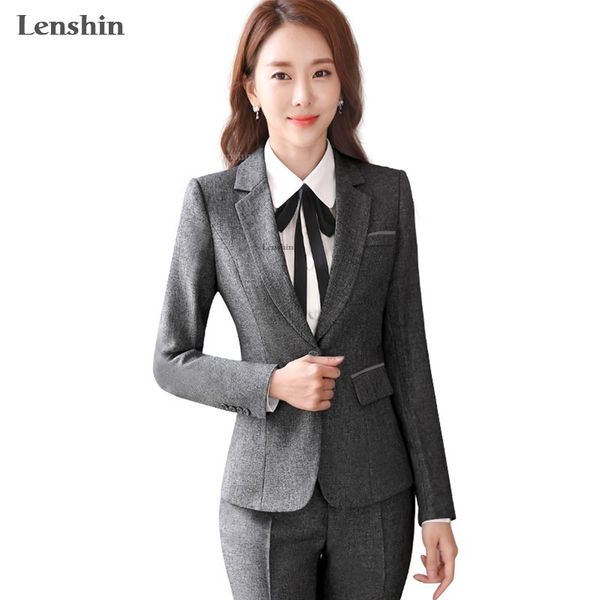 lenshin 2 piece ladies formal pant suit office uniform designs women business suits dark gray blazer for work autumn wear, White
lenshin 2 piece ladies formal pant suit office uniform designs women business suits dark gray blazer for work autumn wear, White