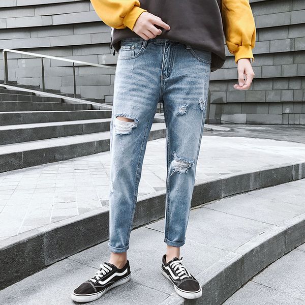 осень новые джинсы мужчины тонкий воды мода tear hole джинсовые штаны man streetwear hip hop ковбойские брюки мужской одежды сплошной цвет, Blue
осень новые джинсы мужчины тонкий воды мода tear hole джинсовые штаны man streetwear hip hop ковбойские брюки мужской одежды сплошной цвет, Blue
