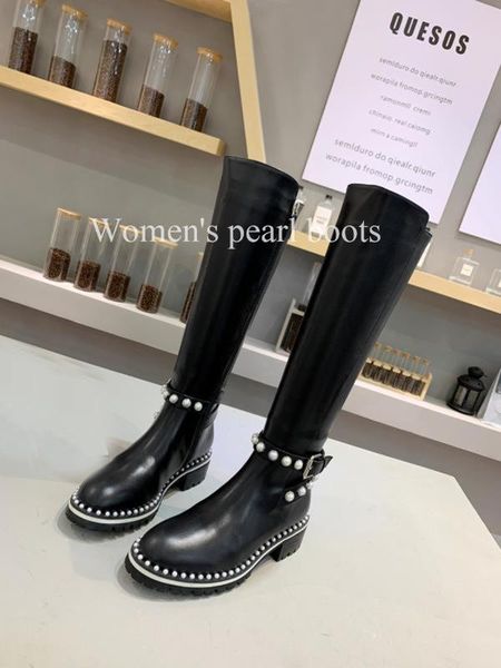2020 women's pearl boots, Black