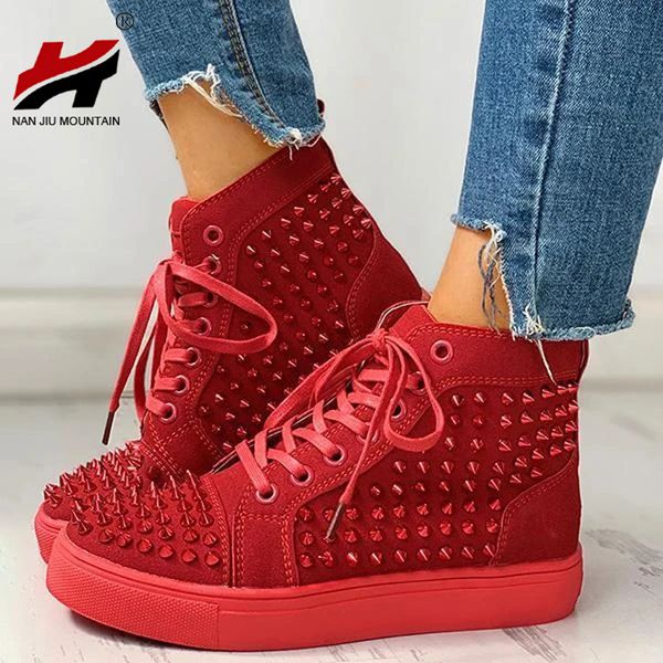 nan jiu mountain 2020 women's shoes high sneakers summer solid color rivets outdoor boots lace plus size 43, Black
nan jiu mountain 2020 women's shoes high sneakers summer solid color rivets outdoor boots lace plus size 43, Black