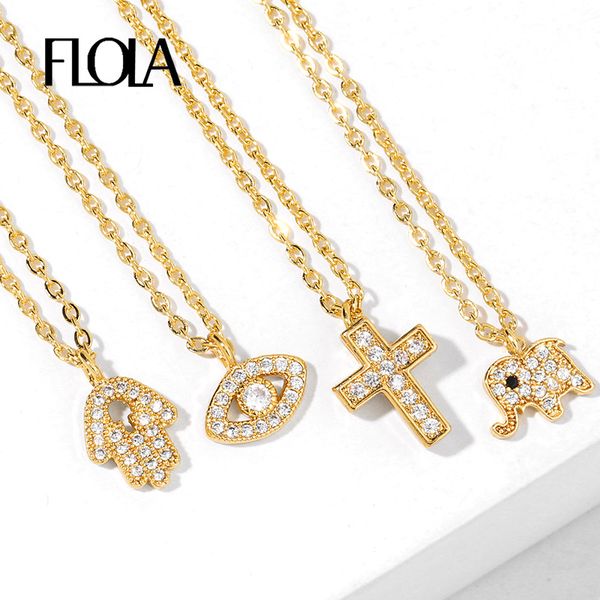 flola crystal fatima hand cross necklaces for women small elephant evil eye necklace cz gold filled jewelry olho grego nkeq77, Silver
flola crystal fatima hand cross necklaces for women small elephant evil eye necklace cz gold filled jewelry olho grego nkeq77, Silver