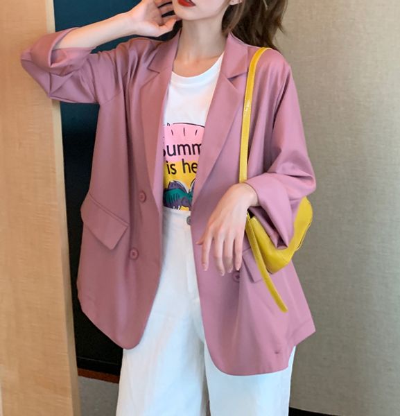 chic loose pink black women blazer summer one button female suit jacket full sleeve outwear blaser femme 2020, White;black
chic loose pink black women blazer summer one button female suit jacket full sleeve outwear blaser femme 2020, White;black