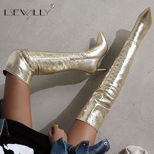 lsewilly women thigh high boots stiletto heels gold silver pointed toe party nightclub catwalk show over the knee boot, Black
lsewilly women thigh high boots stiletto heels gold silver pointed toe party nightclub catwalk show over the knee boot, Black