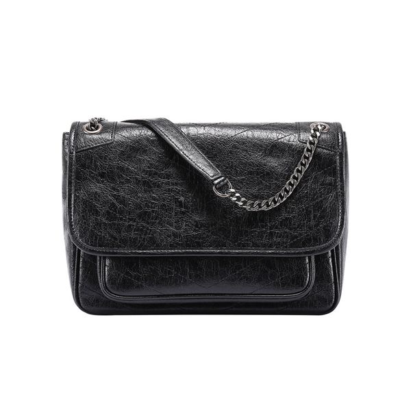 2020 new postman bag large capacity diamond chain bag stray shoulder oblique oil wax cowhide female