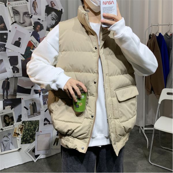 new year 2020 winter shoulder american boys solid color thickened hip hop workwear loose casual cotton vest, Black;white
new year 2020 winter shoulder american boys solid color thickened hip hop workwear loose casual cotton vest, Black;white