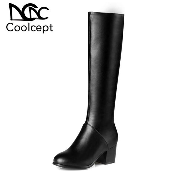 coolcept warm long boots for ladies fashion square high heel knee boots fur side zipper round toe pu leather footwear size 32-45, Black
coolcept warm long boots for ladies fashion square high heel knee boots fur side zipper round toe pu leather footwear size 32-45, Black
