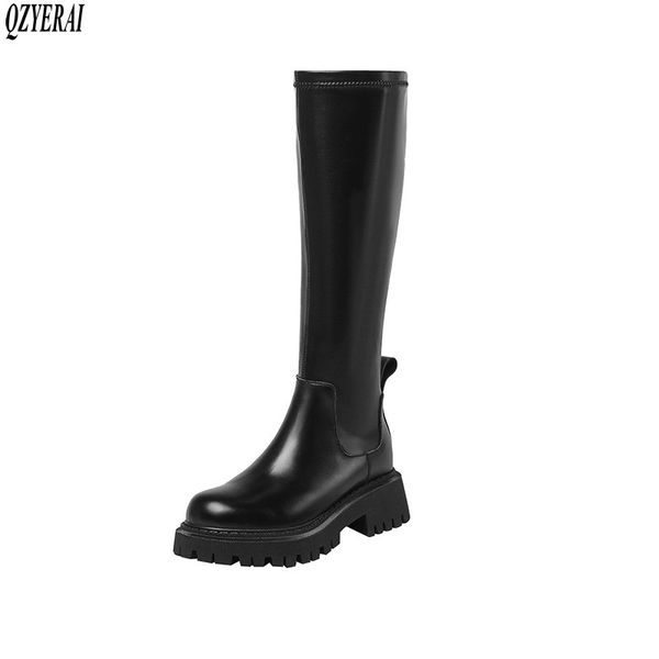 qzyerai new winter genuine leather knee boots women boots motorcycle female stretch warm women shoes, Black
qzyerai new winter genuine leather knee boots women boots motorcycle female stretch warm women shoes, Black