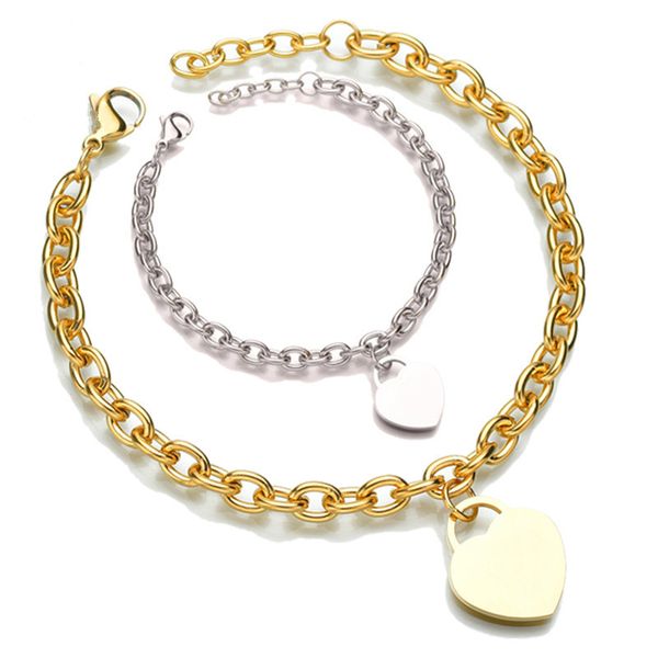vintage stainless steel chain bracelets blank heart tag lobster clasp couple bracelets for lover valentines day jewelry esposas, Golden;silver
vintage stainless steel chain bracelets blank heart tag lobster clasp couple bracelets for lover valentines day jewelry esposas, Golden;silver