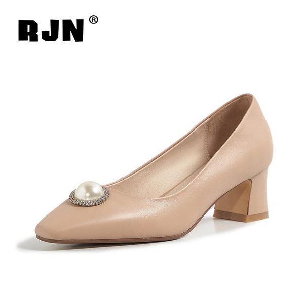 dress shoes rjn cow leather women's pumps office fashion square toe pearl decoration slip on heel ro218, Black
dress shoes rjn cow leather women's pumps office fashion square toe pearl decoration slip on heel ro218, Black