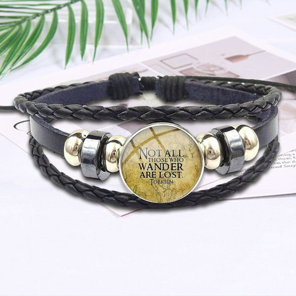 charm bracelets not all those who wander are lost fashion glass cabochon black leather bracelet bangle for men women party gift, Golden;silver
charm bracelets not all those who wander are lost fashion glass cabochon black leather bracelet bangle for men women party gift, Golden;silver