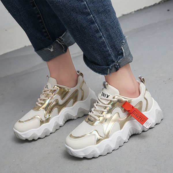 women fashion brand casual shoes spring chunky platform sneakers designers lace up vulcanized shoes female sports old dad shoes, Black
women fashion brand casual shoes spring chunky platform sneakers designers lace up vulcanized shoes female sports old dad shoes, Black