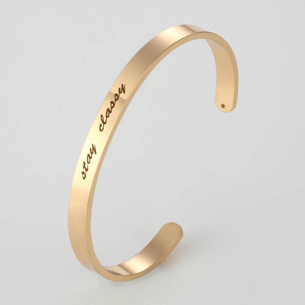 bangle 316l stainless steel engraved stay classy positive inspirational quote cuff bracelets mantra bangles female, Black
bangle 316l stainless steel engraved stay classy positive inspirational quote cuff bracelets mantra bangles female, Black