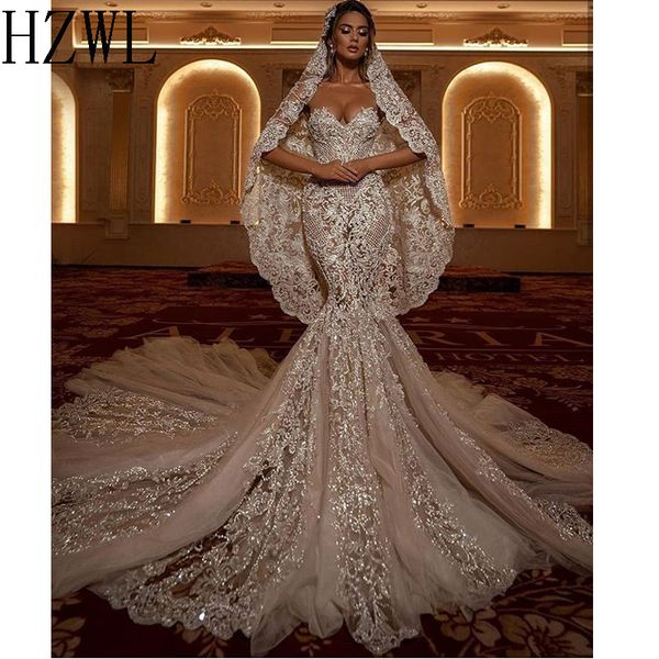 luxury lace applique sequined mermaid wedding dress 2020 sweetheart illusion zipperback sweep train bride dress vestido de noiva, White
luxury lace applique sequined mermaid wedding dress 2020 sweetheart illusion zipperback sweep train bride dress vestido de noiva, White