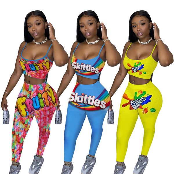 letter printed fashion two piece pants casual spaghetti strap set stress style contrast ladies designer, White
letter printed fashion two piece pants casual spaghetti strap set stress style contrast ladies designer, White