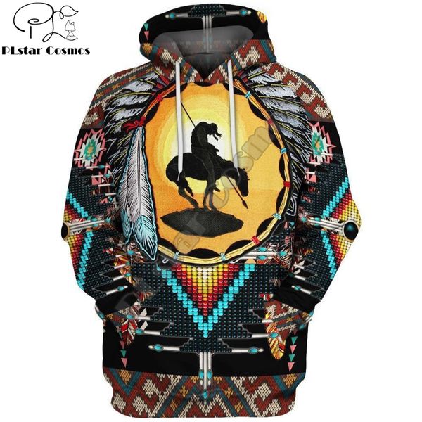 beautiful native indian horse 3d printed mens hoodie streetwear autumn hooded sweatshirt casual jacket tracksuit dw0177, Black