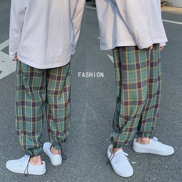 2020 autumn new men's straight checked ankle-length wide wide leg pantsdroop leggings pants for teenagers loose casual drop-feeling wid, Blue
2020 autumn new men's straight checked ankle-length wide wide leg pantsdroop leggings pants for teenagers loose casual drop-feeling wid, Blue