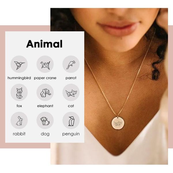 jujie engrave gesture origami animal necklace girl trendy firend necklace women stainless steel custom made jewelry, Silver
jujie engrave gesture origami animal necklace girl trendy firend necklace women stainless steel custom made jewelry, Silver