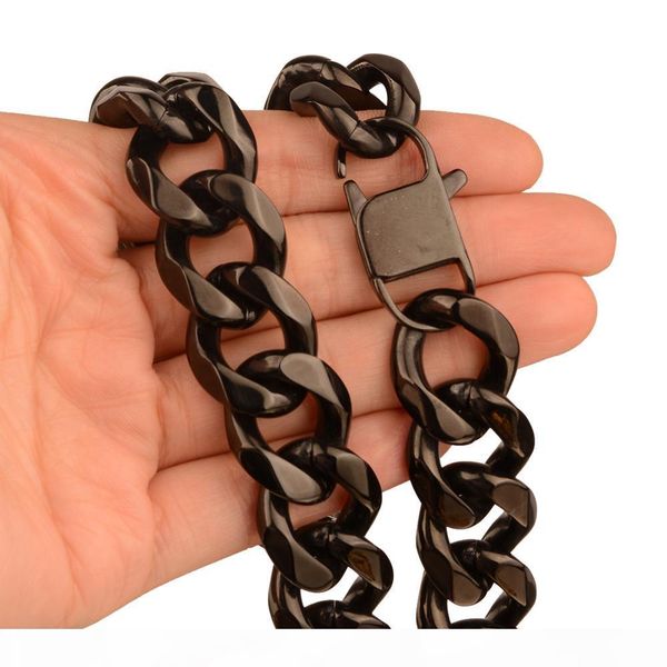 19mm cuban curb link chain stainless steel black cool men's women's necklace or bracelet chinese valentine's day gift 7-40inc, Silver
19mm cuban curb link chain stainless steel black cool men's women's necklace or bracelet chinese valentine's day gift 7-40inc, Silver