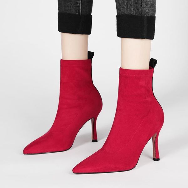 sarairis 2020 new design pointed toe ankle boots ladies thin high heels cow suede spring elegant boots woman shoes, Black
sarairis 2020 new design pointed toe ankle boots ladies thin high heels cow suede spring elegant boots woman shoes, Black