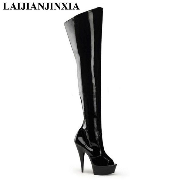 laijianjinxia 15cm high height boots women's heels round thin heel platform over-the-knee boots heels a-019, Black
laijianjinxia 15cm high height boots women's heels round thin heel platform over-the-knee boots heels a-019, Black