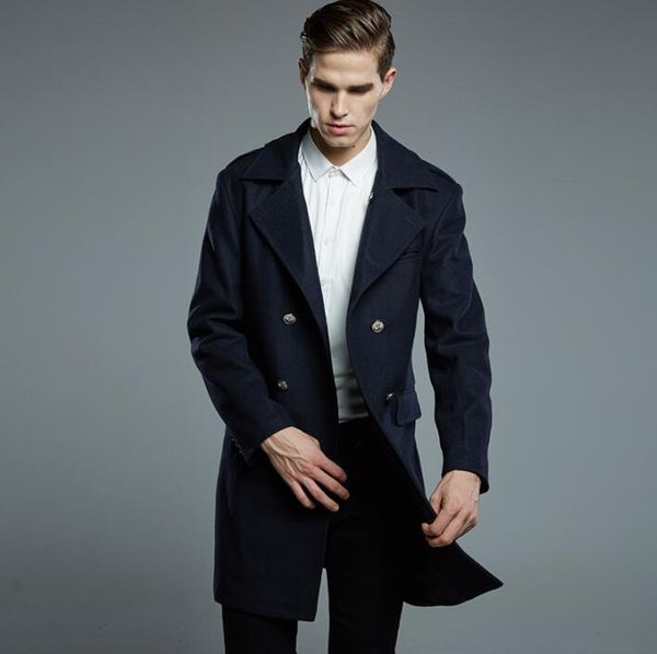 double-breasted casual woolen coat men trench coats long sleeves overcoat mens cashmere coat casaco masculino england, Black
double-breasted casual woolen coat men trench coats long sleeves overcoat mens cashmere coat casaco masculino england, Black