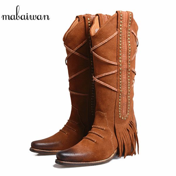 mabaiwan fashion rivets women mid calf boots brown cow suede tassel shoes woman comfortable warm thick high heel winter boots, Black
mabaiwan fashion rivets women mid calf boots brown cow suede tassel shoes woman comfortable warm thick high heel winter boots, Black