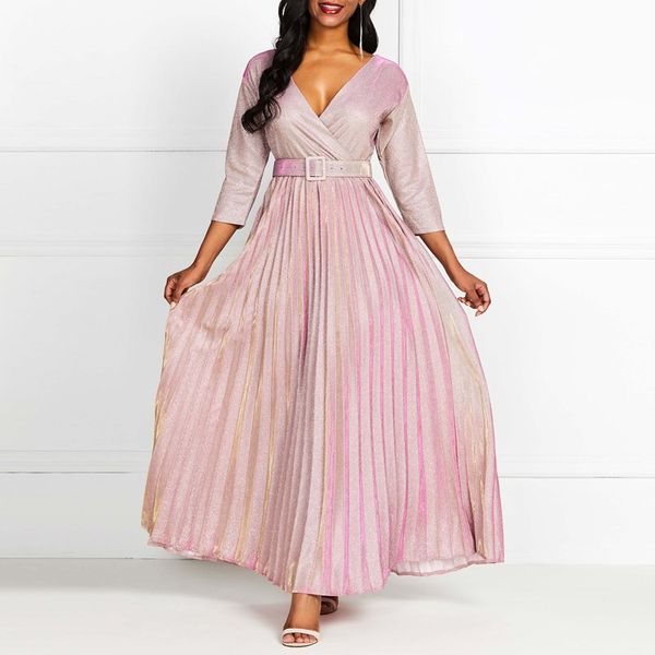 casual dresses 2021 women long dress pink gradient pleated v neck three quarter sleeve floor length belt elegant party plus size xl, Black;gray
casual dresses 2021 women long dress pink gradient pleated v neck three quarter sleeve floor length belt elegant party plus size xl, Black;gray