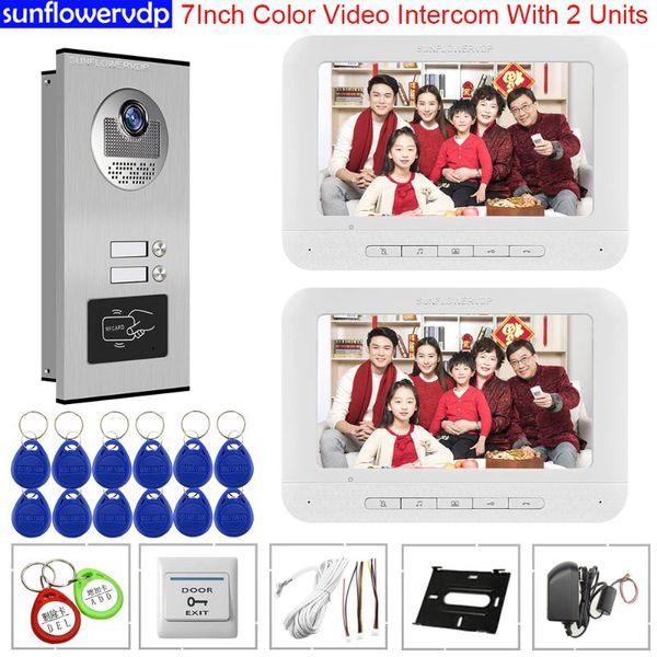 video door phones 7inch doorbell with monitor 2 monitors phone handset for intercom apartments access control home security