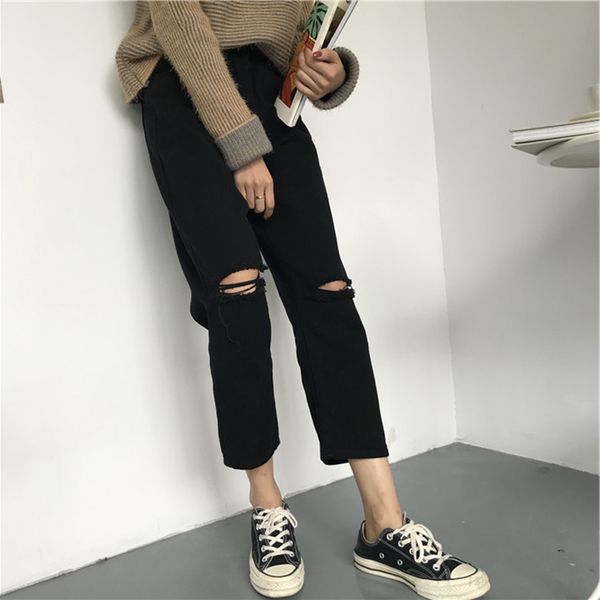 pants women's thin section was thin summer nine points jeans korean students loose hole straight pants, Blue
pants women's thin section was thin summer nine points jeans korean students loose hole straight pants, Blue
