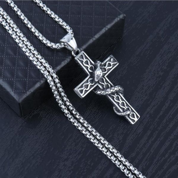 titanium alloy snake cross men and women pendant necklace european and american new fashion gothic exaggerated necklace, Silver
titanium alloy snake cross men and women pendant necklace european and american new fashion gothic exaggerated necklace, Silver