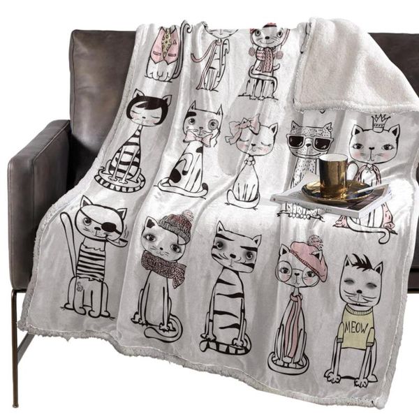 blankets cartoon cat blanket floral fleece for kids girl couch soft plush bedspreads quilt drop ship beds