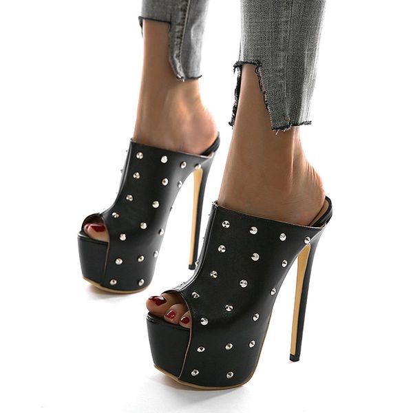 punk rivet shoes women peep toe high heel mules shoes female pumps platform sandals women pumps fetishism footwear plus size 42, Black
punk rivet shoes women peep toe high heel mules shoes female pumps platform sandals women pumps fetishism footwear plus size 42, Black