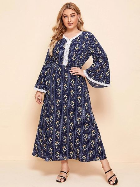 women's plus size dresses empire v-neck flora printed dresses autumn flare bell sleeve casual dresses 4xl, Black
women's plus size dresses empire v-neck flora printed dresses autumn flare bell sleeve casual dresses 4xl, Black