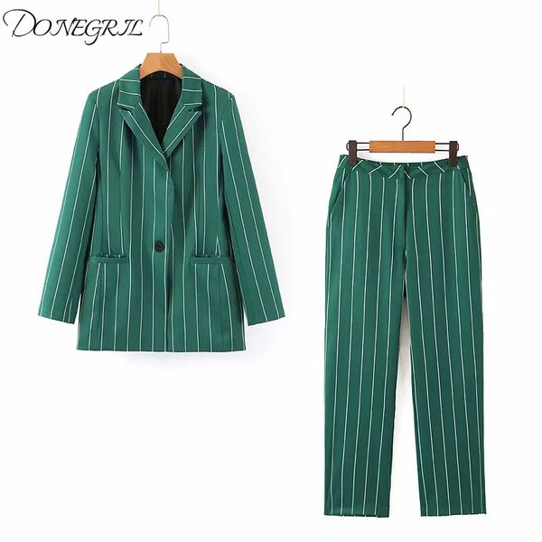 2020 autumn women's sets vintage stylish green striped blazer female outerwear chaqueta mujer high waist pant suits, White
2020 autumn women's sets vintage stylish green striped blazer female outerwear chaqueta mujer high waist pant suits, White