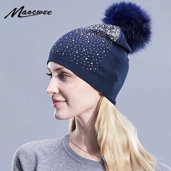 women winter beanie hat fur wool knitted hat the female of the mink pom pom shining rhinestone hats for women skullies, Blue;gray
women winter beanie hat fur wool knitted hat the female of the mink pom pom shining rhinestone hats for women skullies, Blue;gray