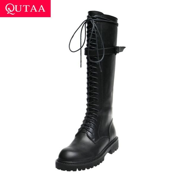 boots qutaa 2021 cow leather patent lace up zipper knee high fashion square heel round toe antiskid women shoe size34-40, Black
boots qutaa 2021 cow leather patent lace up zipper knee high fashion square heel round toe antiskid women shoe size34-40, Black