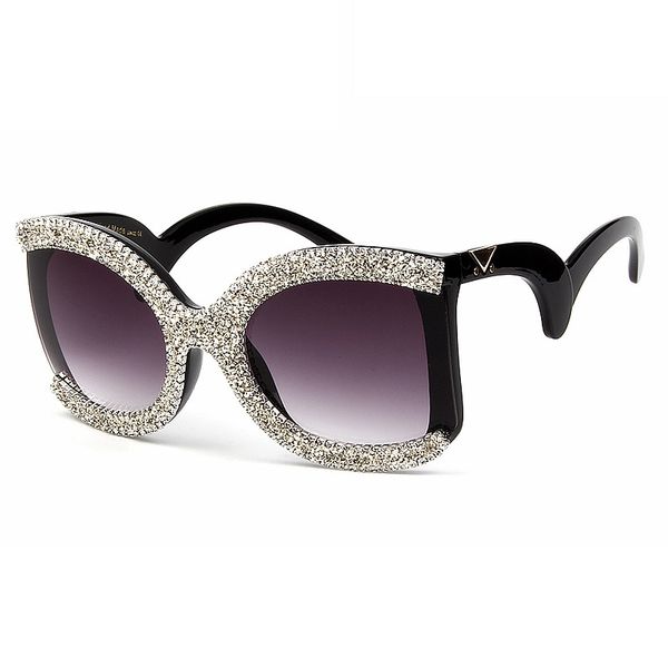 large frame rhinestone sun glasses women's 2020 new style big box square small gravel diamond set sunglasses, White;black
large frame rhinestone sun glasses women's 2020 new style big box square small gravel diamond set sunglasses, White;black