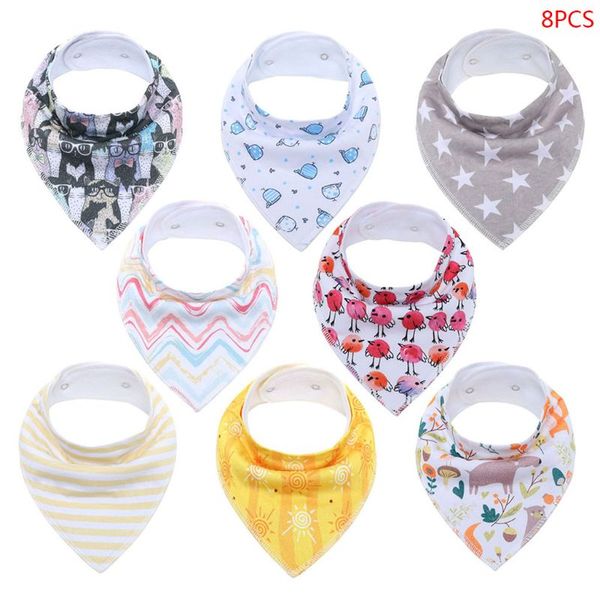 8 pcs/set baby triangle saliva towel newborn adjustable buckle bib cotton printing simple infants nursing towels, Slivery;white
8 pcs/set baby triangle saliva towel newborn adjustable buckle bib cotton printing simple infants nursing towels, Slivery;white