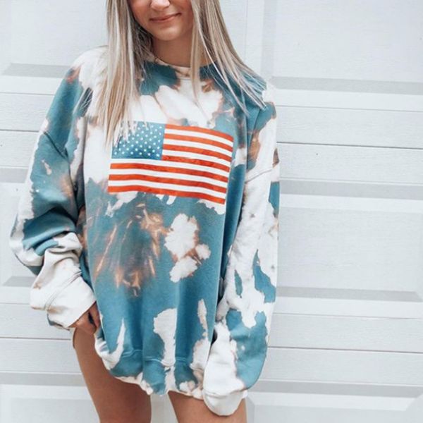 tie dye loose womens sweatshirts national flag pattern women designer casual o-neck long sleeve clothing, Black
tie dye loose womens sweatshirts national flag pattern women designer casual o-neck long sleeve clothing, Black