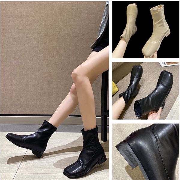 boots autumn simple retro british style women's mid-tube fashion square toe solid color thick heel casual wild zipper boot, Black
boots autumn simple retro british style women's mid-tube fashion square toe solid color thick heel casual wild zipper boot, Black