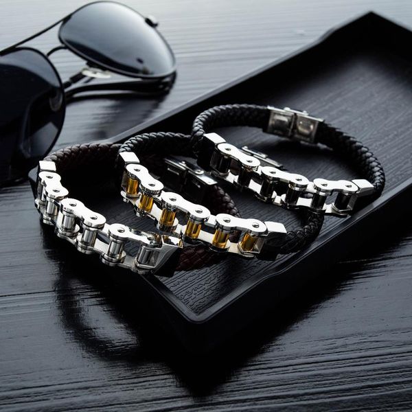 hemiston leather rope woven bracelet leather lovers bracelet stainless steel locomotive chain, Black
hemiston leather rope woven bracelet leather lovers bracelet stainless steel locomotive chain, Black