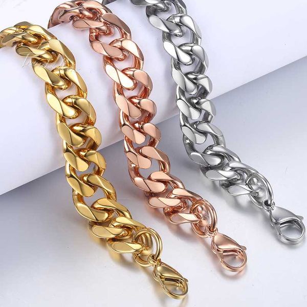 bracelets for men rose gold silver color curb cuban link chain stainless steel bracelet mens jewelry gifts 14mm hkbm25, Black
bracelets for men rose gold silver color curb cuban link chain stainless steel bracelet mens jewelry gifts 14mm hkbm25, Black