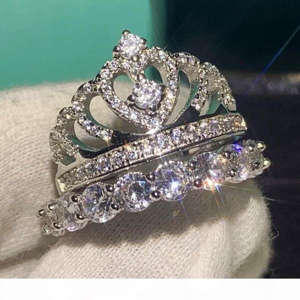 new crown wedding couple rings fashion jewelry 925 sterling silver round cut white 5a cubic zircon promise women engagement band ring gift, Slivery;golden
new crown wedding couple rings fashion jewelry 925 sterling silver round cut white 5a cubic zircon promise women engagement band ring gift, Slivery;golden
