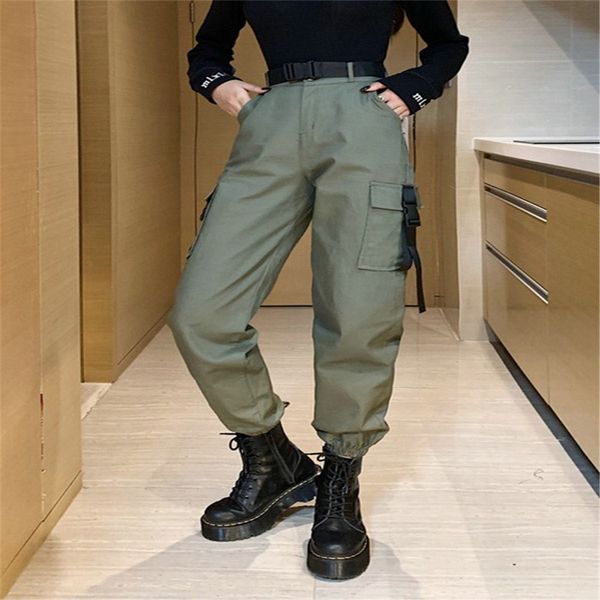 black high waist cargo pants women pockets patchwork loose streetwear pencil pants 2020 new fashion hip hop women's trousers, Black;white
black high waist cargo pants women pockets patchwork loose streetwear pencil pants 2020 new fashion hip hop women's trousers, Black;white