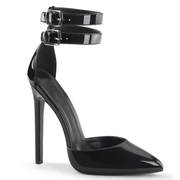 women's heeled sandals patent leather pointed toe buckle strap 13cm thin high heels waterproof dress party wedding woman shoes, Black
women's heeled sandals patent leather pointed toe buckle strap 13cm thin high heels waterproof dress party wedding woman shoes, Black