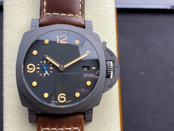 vs pam661 montre de luxe 44mm new carbon fiber case leather strap luminous round nail promote the restoring ancient ways mens watch, Slivery;brown
vs pam661 montre de luxe 44mm new carbon fiber case leather strap luminous round nail promote the restoring ancient ways mens watch, Slivery;brown