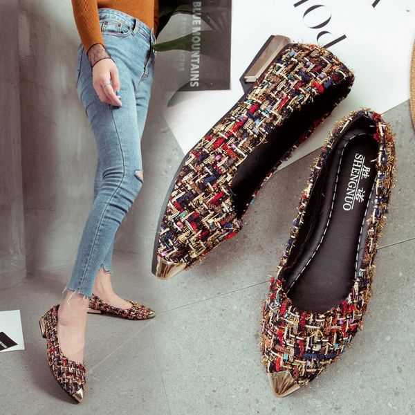 fashion women shoes pointed low heel flat sole women's plaid fabric shallow mouth single shoes korean version temperament women's, Black
fashion women shoes pointed low heel flat sole women's plaid fabric shallow mouth single shoes korean version temperament women's, Black